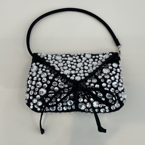 SONIA RYKIEL PARIS BLACK CRYSTAL CONVERTIBLE CLUTH - Picture 9 of 16